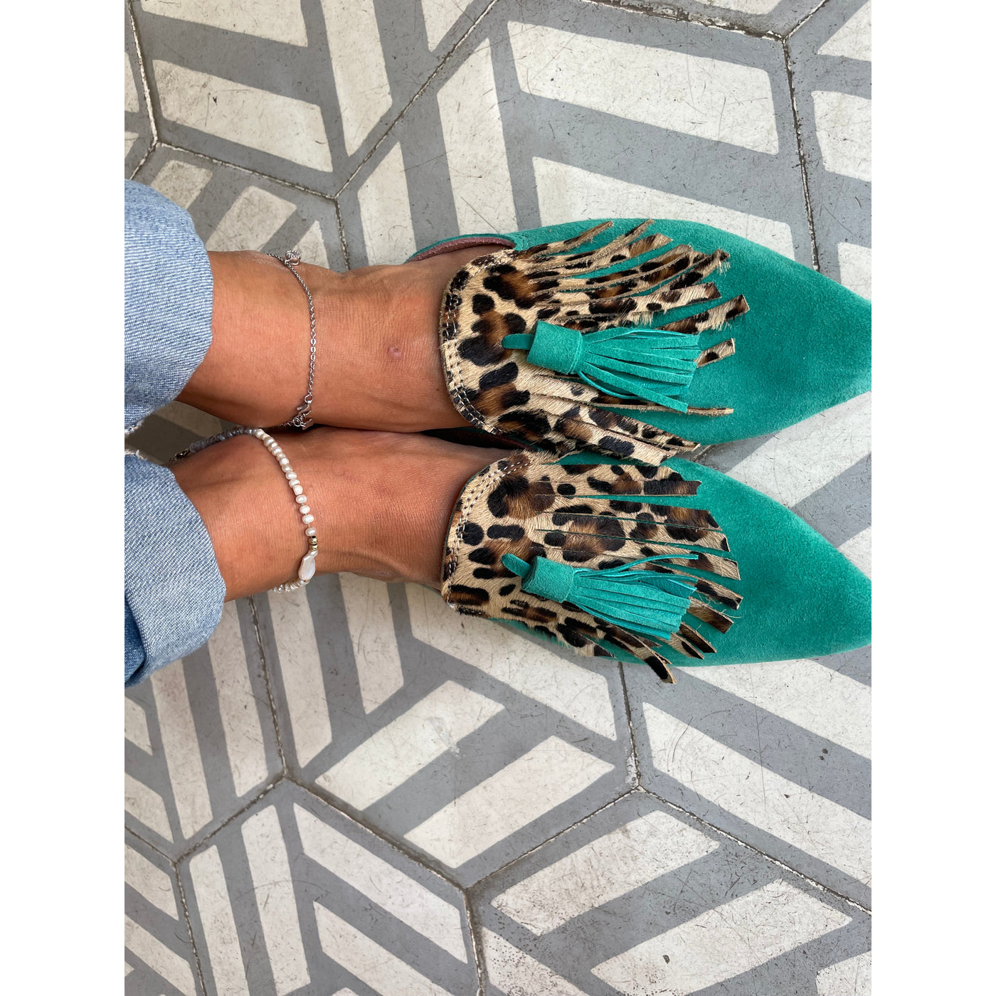 Marrakesh chic turquoise green shoes